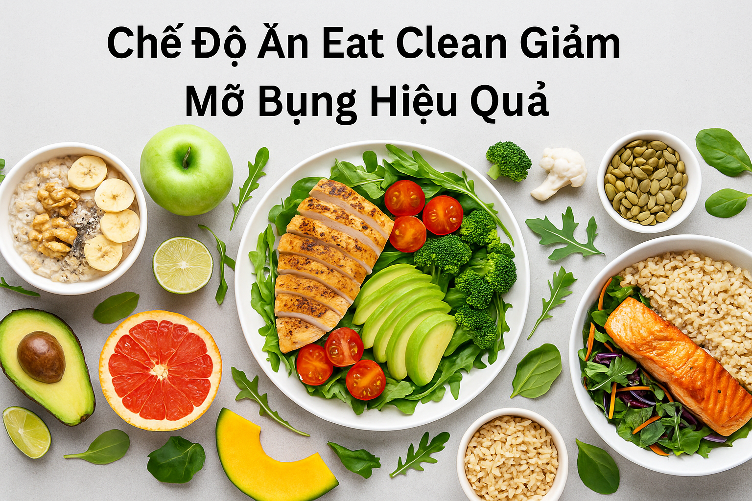 chế độ ăn eat clean giảm mỡ bụng hiệu quả