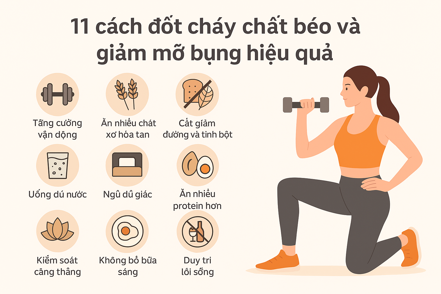 11 cách đốt cháy chất béo và giảm mỡ bụng hiệu quả tại nhà